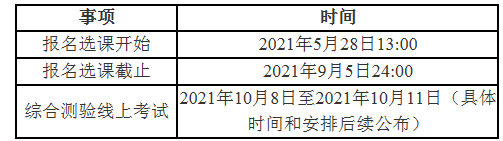 2021年10月天津面向社会的自学考试网络助学报名选课时间：5月28日