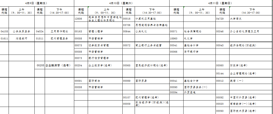 湖北荆门2021年4月自考时间：4月9日-11日