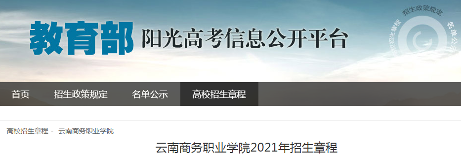 云南商务职业学院2021年招生章程