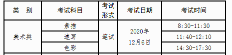 2021年广西普通高校招生美术类专业考试时间：2020年12月6日