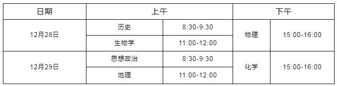 2019年湖北黄冈普通高中学业水平合格性考试时间：12月28日-29日