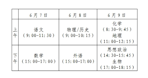 河北2021高考时间是几月几号？