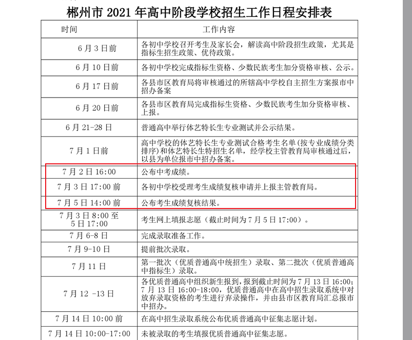 郴州教育网查分：2021年湖南郴州中考成绩查询入口7月2日16时开通图1