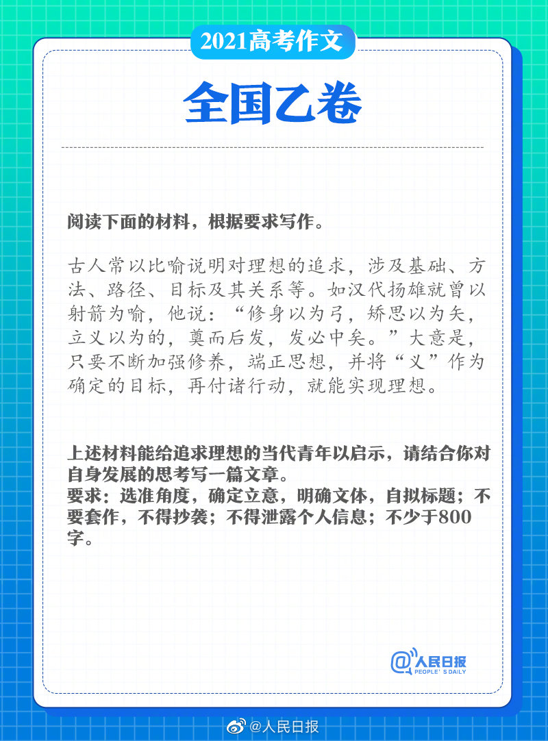 2021年江西高考作文题目公布