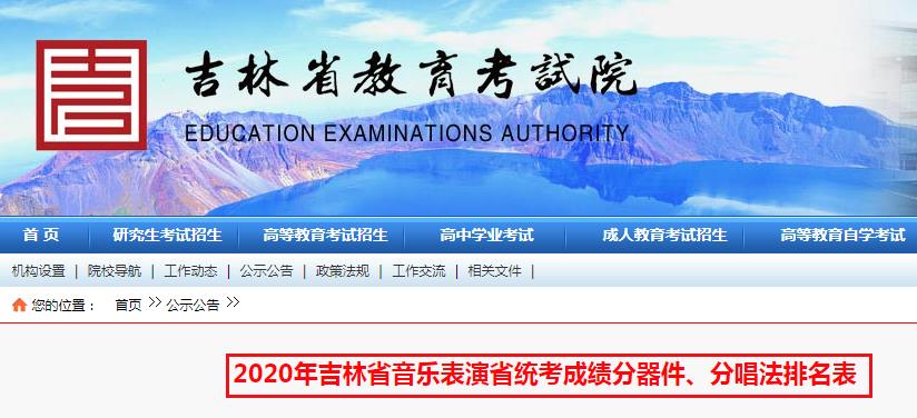 2020年吉林音乐表演省统考成绩分器件、分唱法排名表公布