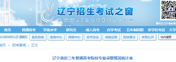 辽宁：近三年普通高考院校专业录取情况统计表
