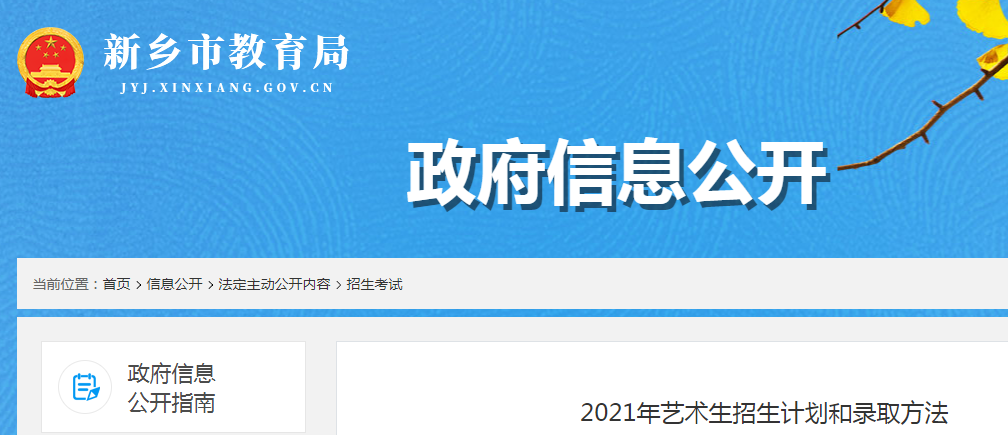 2021年河南新乡艺术生招生计划和录取方法