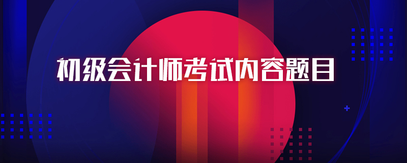 初级会计师考试内容题目