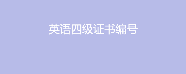 英语四级证书编号