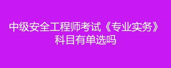 中级安全工程师考试《专业实务》科目有单选吗