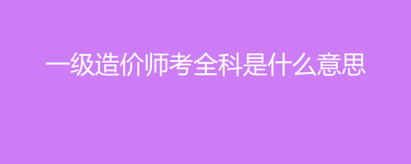 一级造价师考全科是什么意思