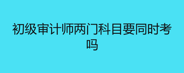 初级审计师两门科目要同时考吗