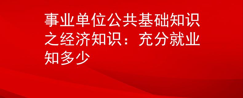 事业单位公共基础知识之经济知识：充分就业知多少
