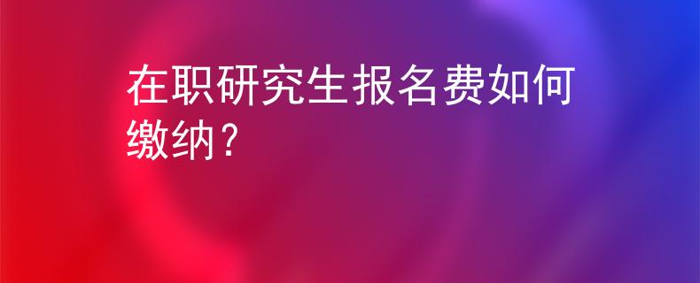 在职研究生报名费如何缴纳？