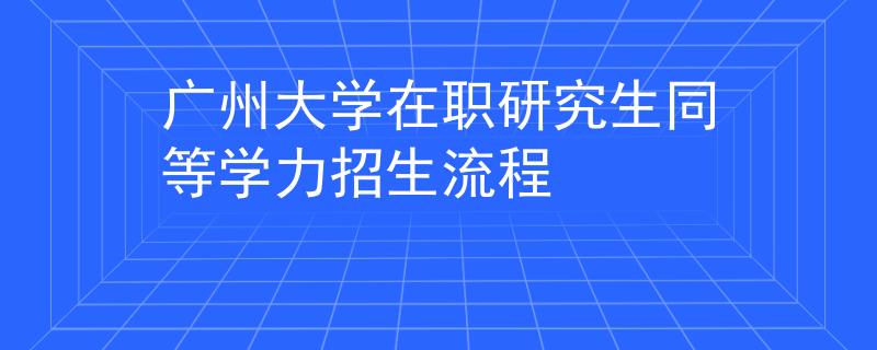 广州大学在职研究生同等学力招生流程