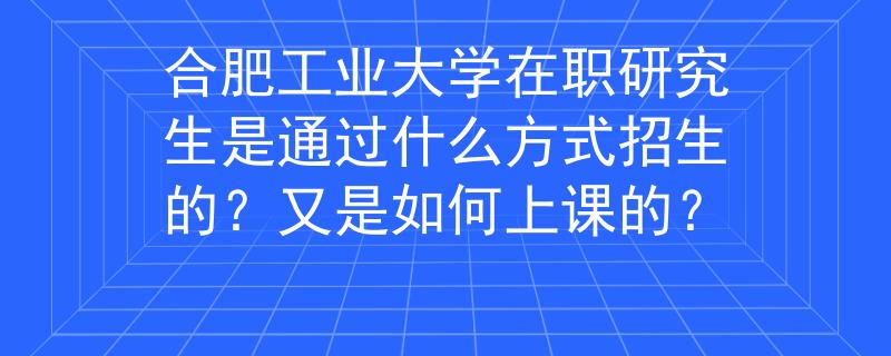 合肥工业大学在职研究生是通过什么方式招生的？又是如何上课的？