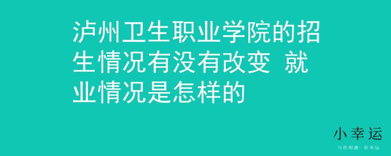 泸州卫生职业学院的招生情况有没有改变 就业情况是怎样的