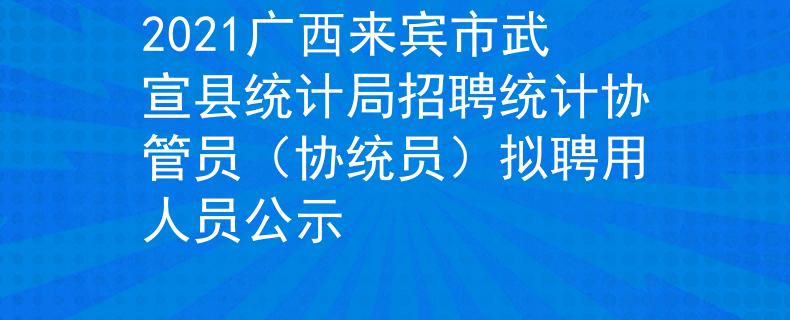 2021广西来宾市武宣县统计局招聘统计协管员（协统员）拟聘用人员公示