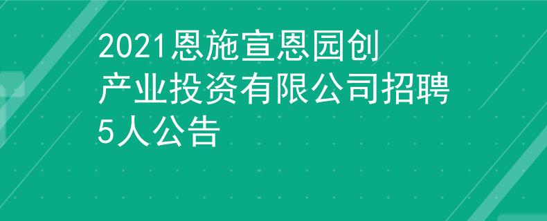 2021恩施宣恩园创产业投资有限公司招聘5人公告