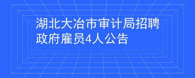 湖北大冶市审计局招聘政府雇员4人公告