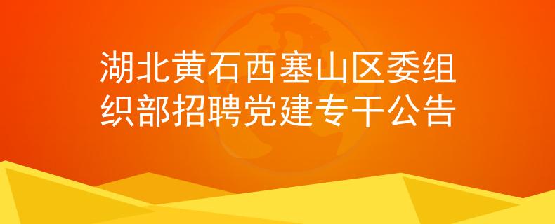 湖北黄石西塞山区委组织部招聘党建专干公告