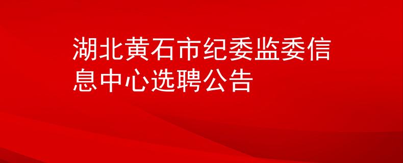 湖北黄石市纪委监委信息中心选聘公告