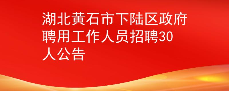 湖北黄石市下陆区政府聘用工作人员招聘30人公告