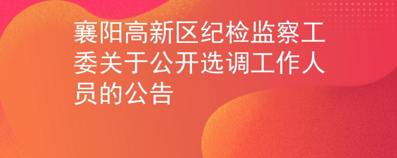 襄阳高新区纪检监察工委关于公开选调工作人员的公告