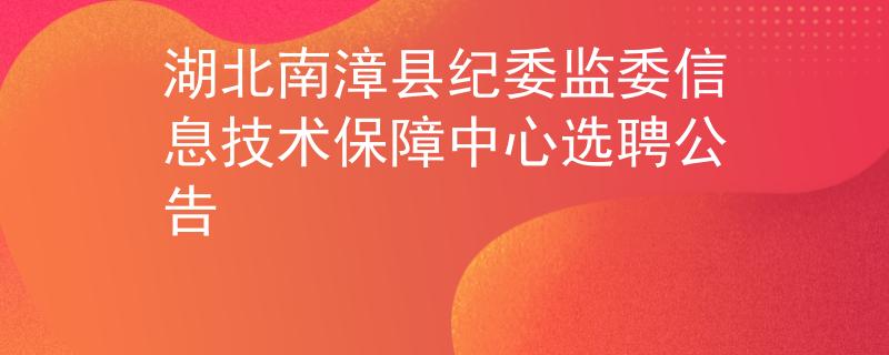 湖北南漳县纪委监委信息技术保障中心选聘公告