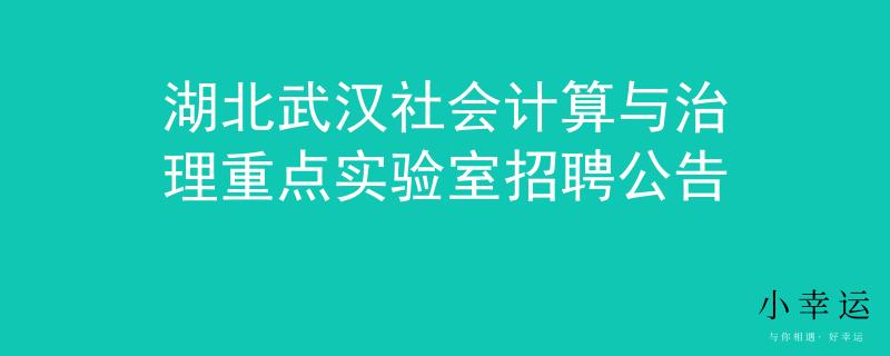湖北武汉社会计算与治理重点实验室招聘公告