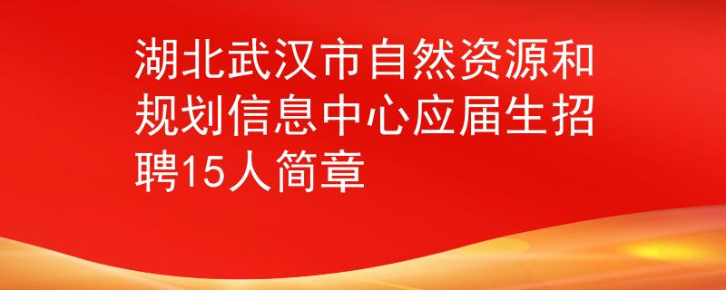 湖北武汉市自然资源和规划信息中心应届生招聘15人简章