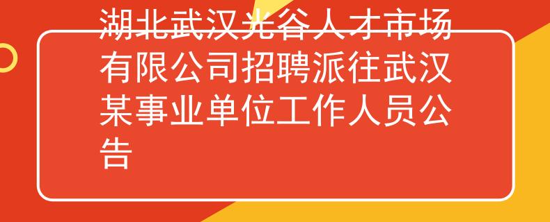 湖北武汉光谷人才市场有限公司招聘派往武汉某事业单位工作人员公告