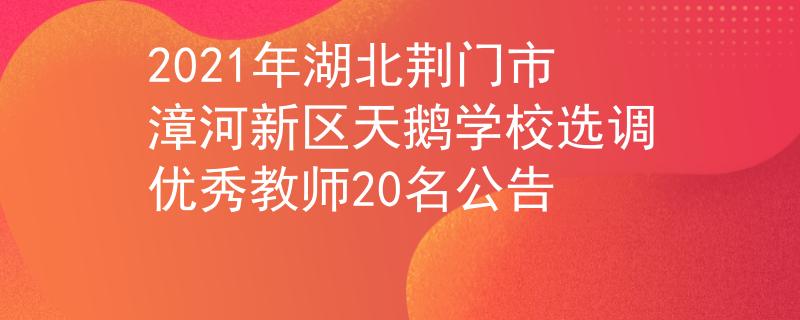 2021年湖北荆门市漳河新区天鹅学校选调优秀教师20名公告