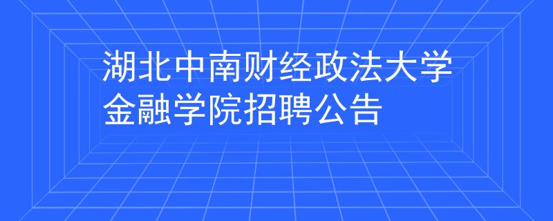 湖北中南财经政法大学金融学院招聘公告