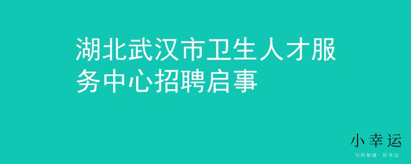 湖北武汉市卫生人才服务中心招聘启事