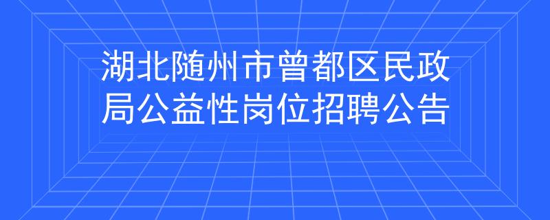 湖北随州市曾都区民政局公益性岗位招聘公告