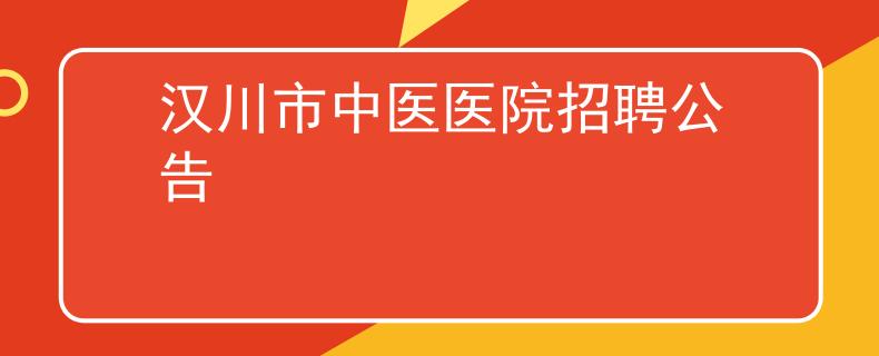 汉川市中医医院招聘公告