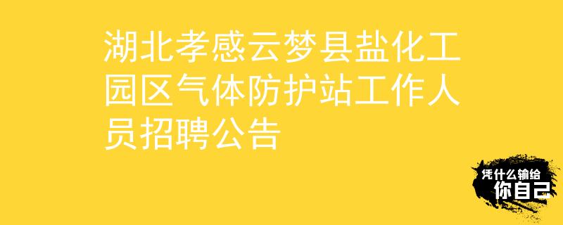 湖北孝感云梦县盐化工园区气体防护站工作人员招聘公告