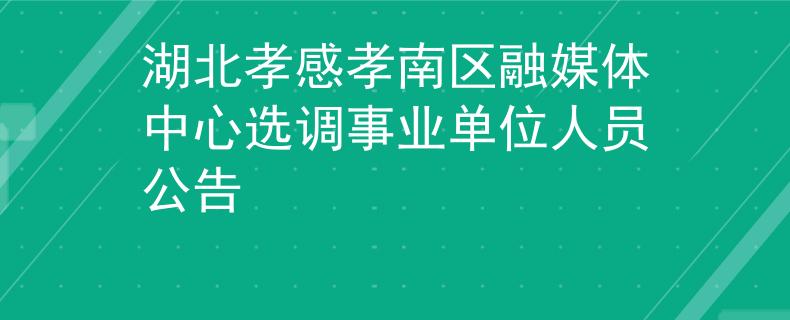 湖北孝感孝南区融媒体中心选调事业单位人员公告