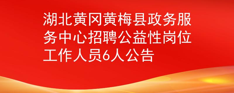 湖北黄冈黄梅县政务服务中心招聘公益性岗位工作人员6人公告