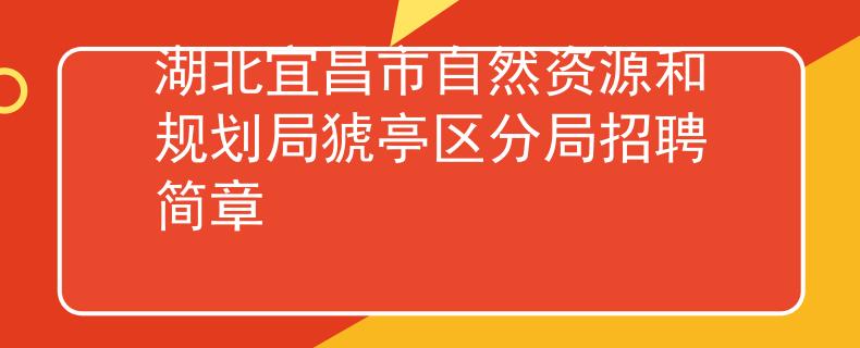 湖北宜昌市自然资源和规划局猇亭区分局招聘简章