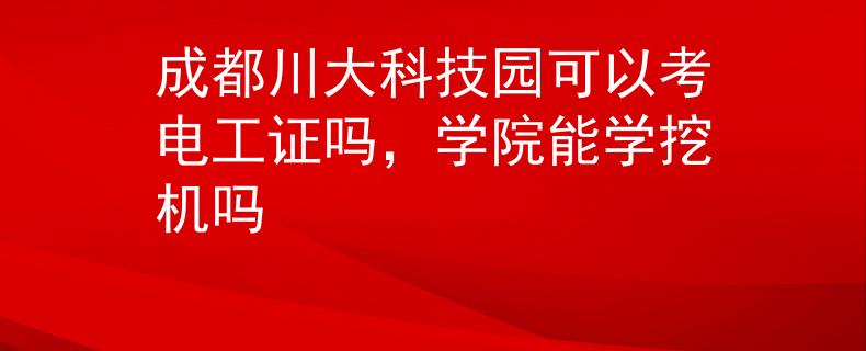 成都川大科技园可以考电工证吗，学院能学挖机吗