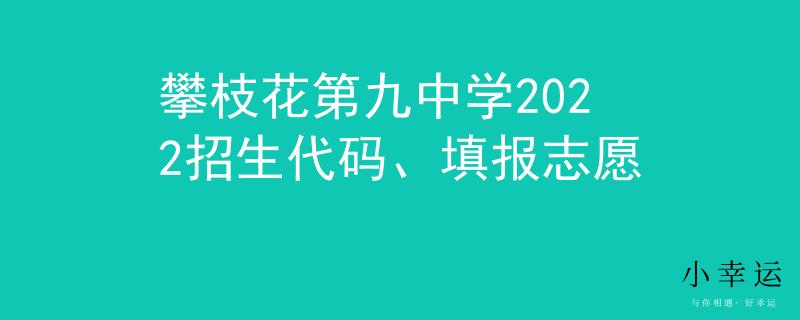 攀枝花第九中学2022招生代码、填报志愿