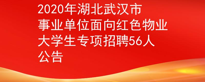 2020年湖北武汉市事业单位面向红色物业大学生专项招聘56人公告