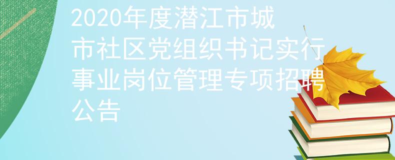2020年度潜江市城市社区党组织书记实行事业岗位管理专项招聘公告