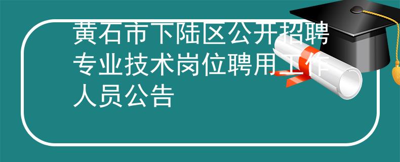 黄石市下陆区公开招聘专业技术岗位聘用工作人员公告