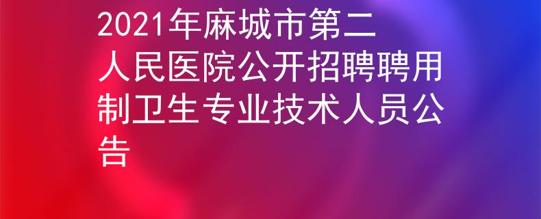 2021年麻城市第二人民医院公开招聘聘用制卫生专业技术人员公告