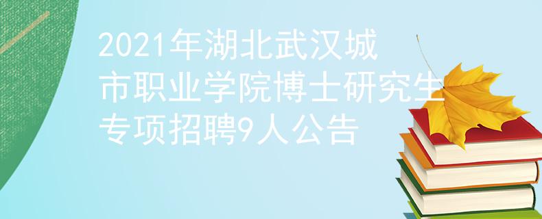 2021年湖北武汉城市职业学院博士研究生专项招聘9人公告