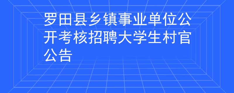 罗田县乡镇事业单位公开考核招聘大学生村官公告