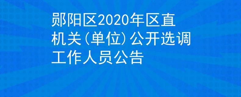 郧阳区2020年区直机关(单位)公开选调工作人员公告